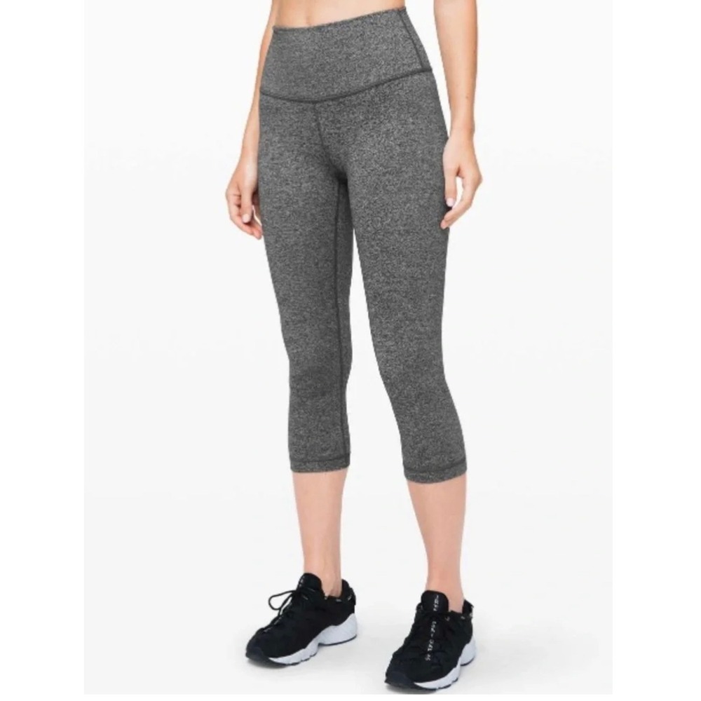 Lululemon Wunder Under‎ High Rise Crop Legging Pant Heathered Luon Size 10